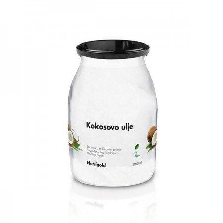 Kokosovo ulje bez mirisa Nutrigold, 1000ml staklenka