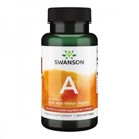 Vitamin A Swanson, 10 000 IU, 250 kapsula