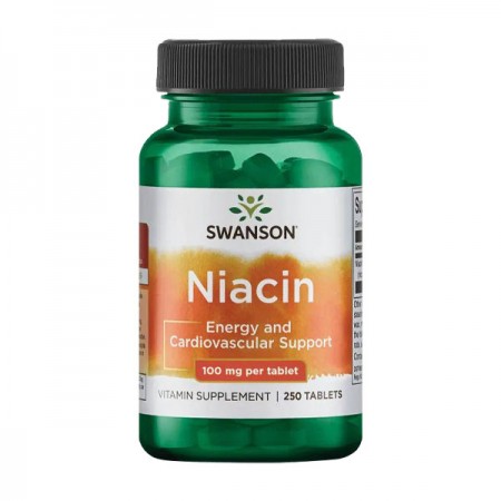 Niacin (Vitamin B-3) Swanson, 100 mg 250 tableta